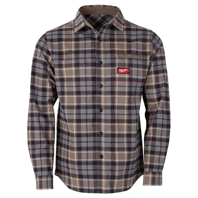 Milwaukee Gridiron Men‘s Long‑Sleeve Gray Flannel Collared Shirt – Size L