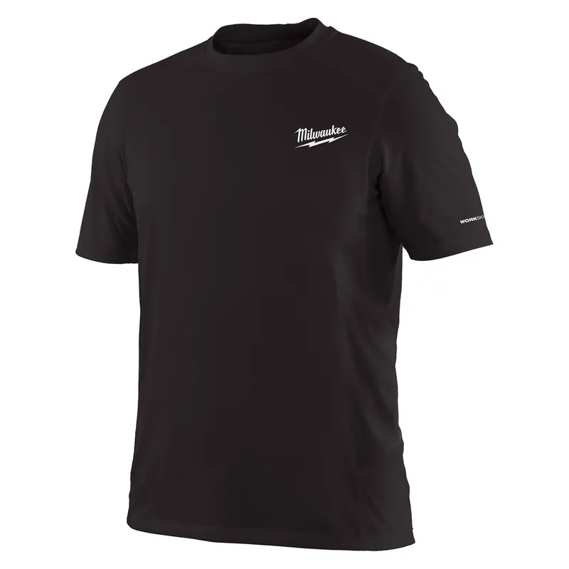 Workskin Medium Short Sleeve Men‘s Crew Neck Black Lightweight Performance Tee Shirt