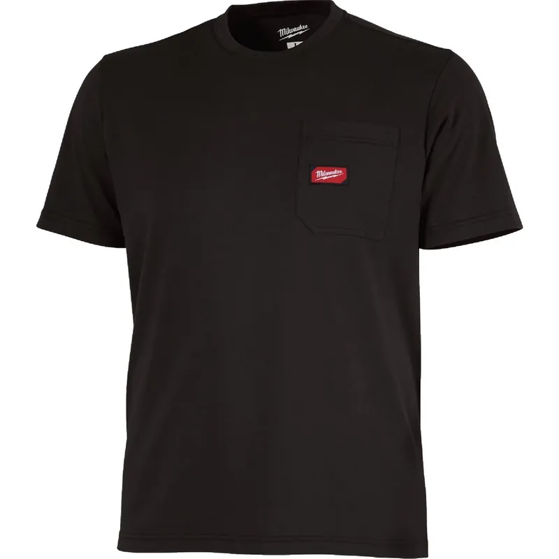 Medium Black Short Sleeve Heavy-duty Pocket T-shirt For Unisex