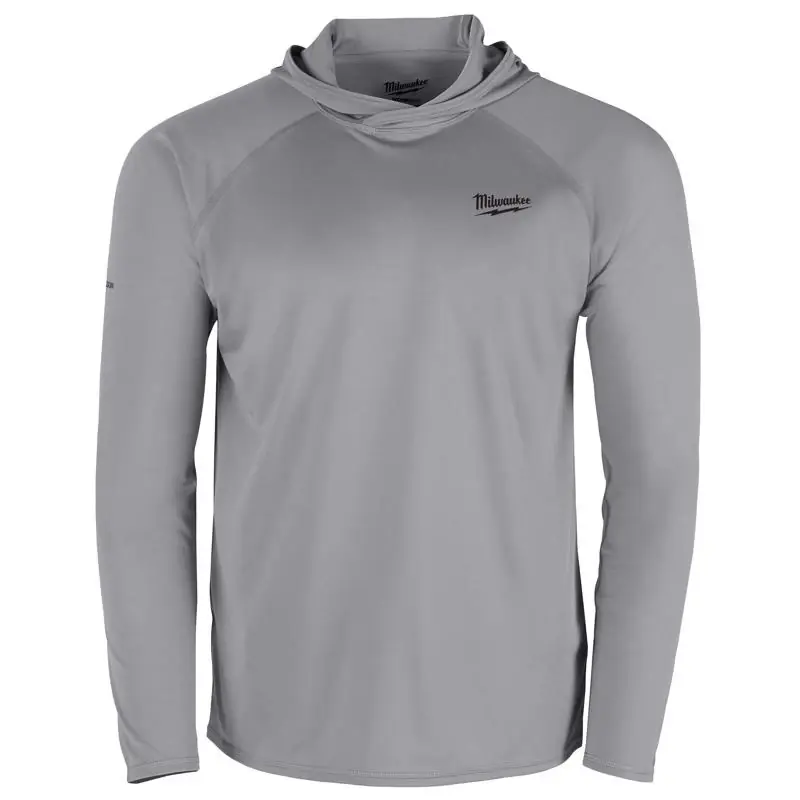 Milwaukee Workskin 2xl Gray Men‘s Hooded Sun Shirt With Upf 50+