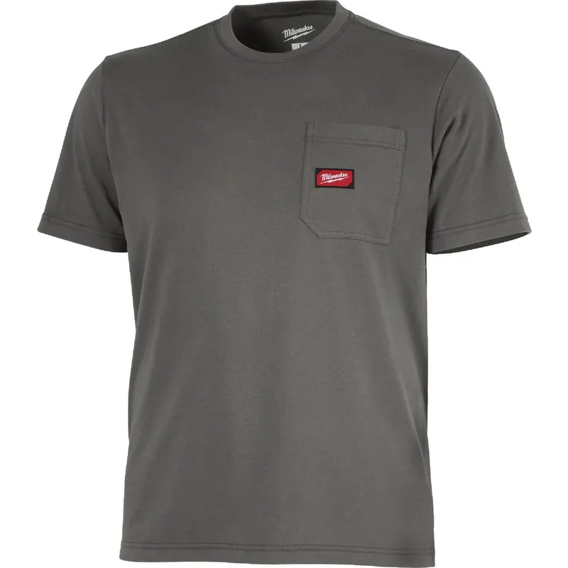 Xl Gray Short Sleeve Heavy-duty Pocket T-shirt For Unisex Comfort