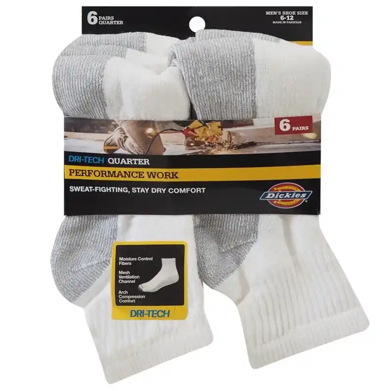 Dickies Dri-Tech Men‘s 6-12 Quarter Sock White