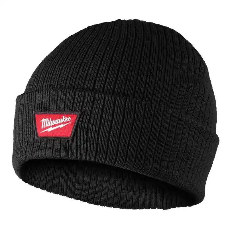 Milwaukee Black Acrylic Cuffed Knit Beanie – Unisex One‑Size Warm Hat