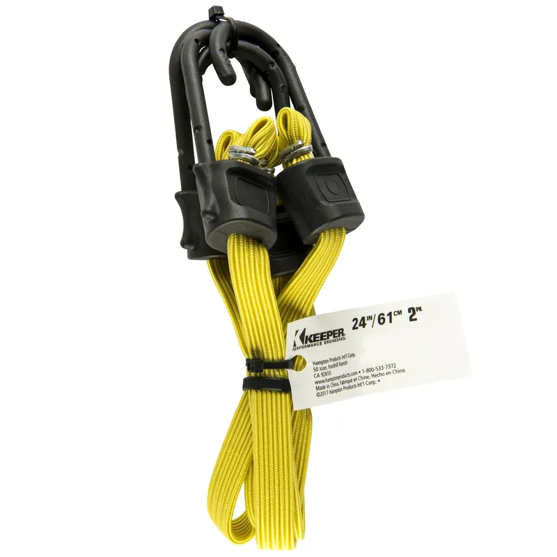 Keeper Yellow Flat Bungee Cord 24 In. L X 0.315 In. 2 Pk