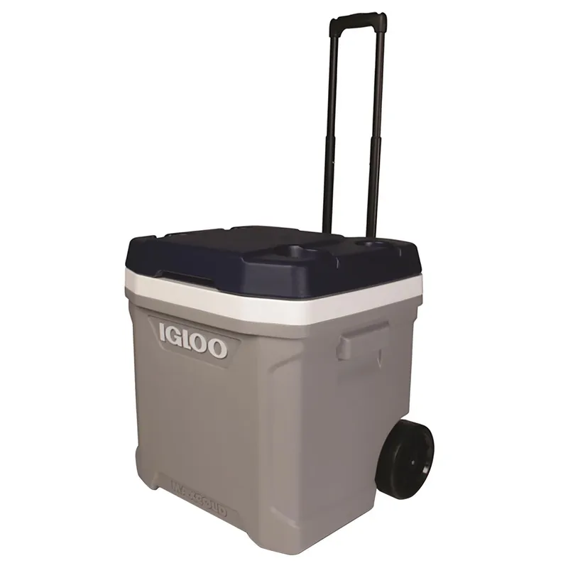 Maxcold Gray 62 Quart Roller Cooler With Oversized Wheels And Telescoping Handle