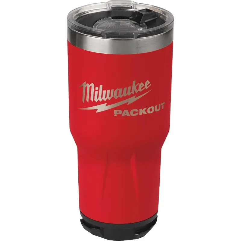 Milwaukee PACKOUT 30‑oz Red Insulated Travel Tumbler – Lock‑On Modular Design