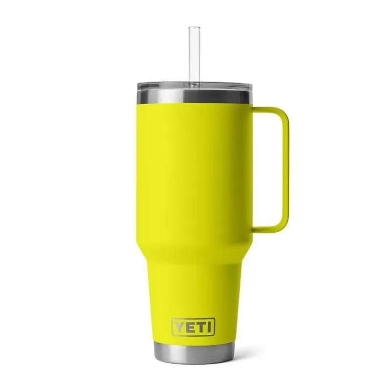 YETI Rambler 42 oz Firefly Yellow Stainless Steel Straw Mug – BPA‑Free, Dishwasher Safe
