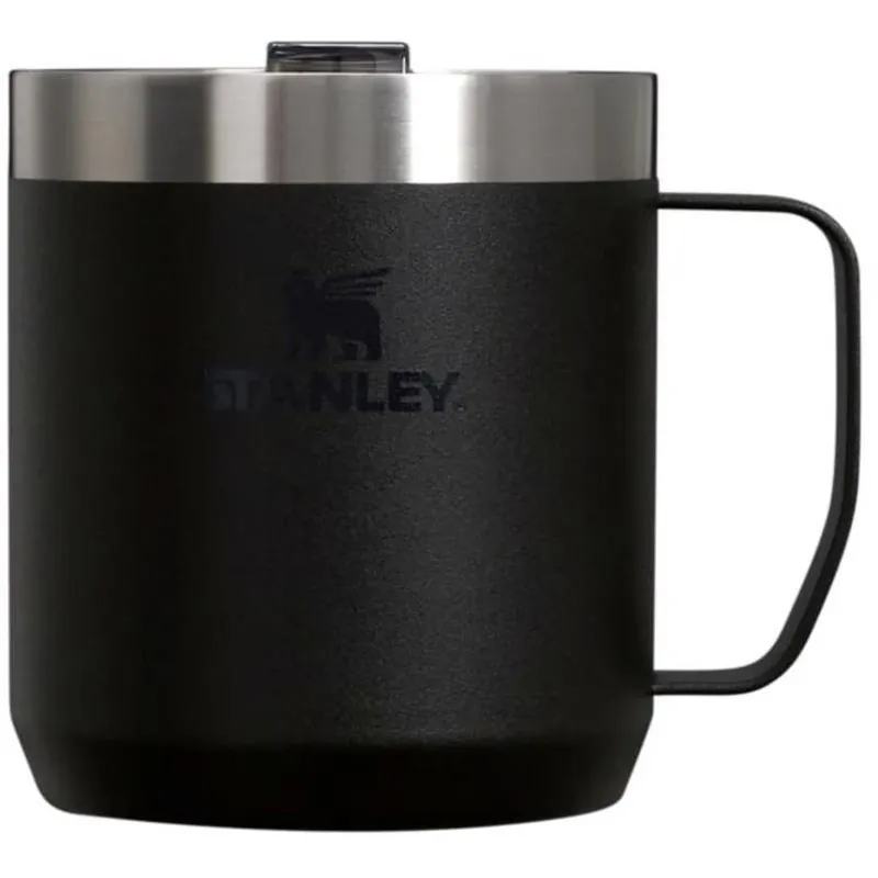 Stanley Everyday Camp 12‑oz Black Stainless Steel Camping Mug – Compact Outdoor Drinkware