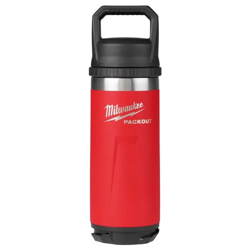 Milwaukee Packout 18 Oz. Red Insulated Bottle With Chug Lid - Durable & Versatile