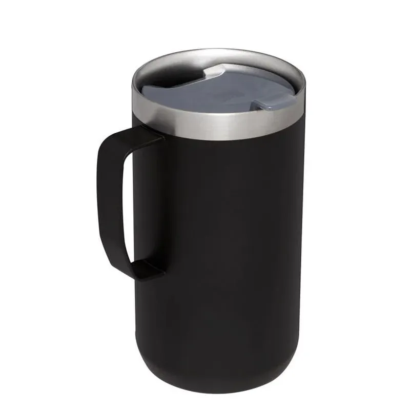 Stanley Everyday Camp 24‑oz Black Stainless Steel Camping Mug – 6.8" H X 4.7" W X 3.6" L
