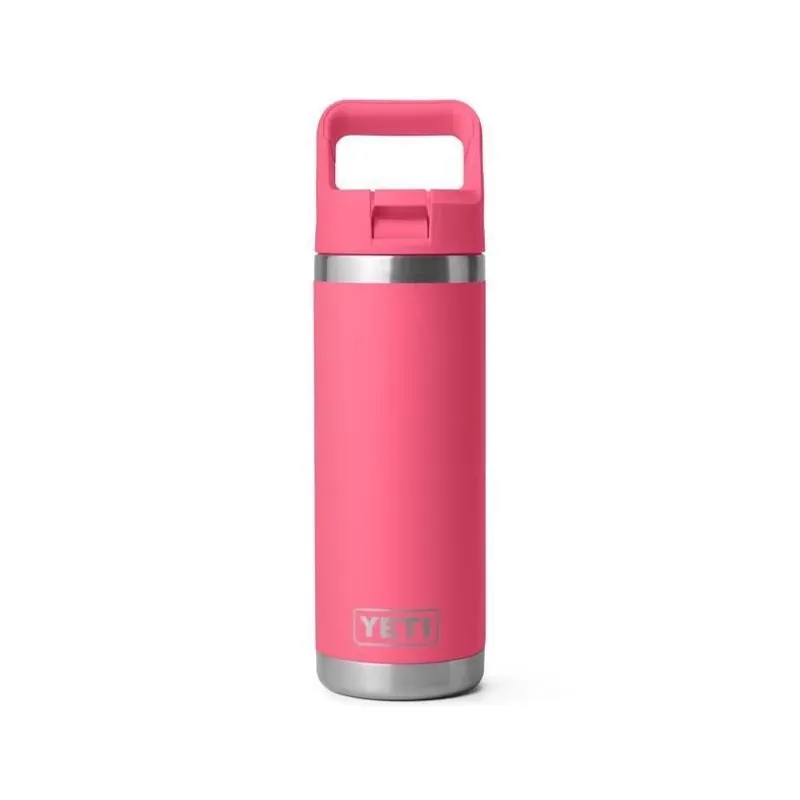 Tropical Pink 18‑oz YETI Rambler Stainless Steel Water Bottle With Straw Cap