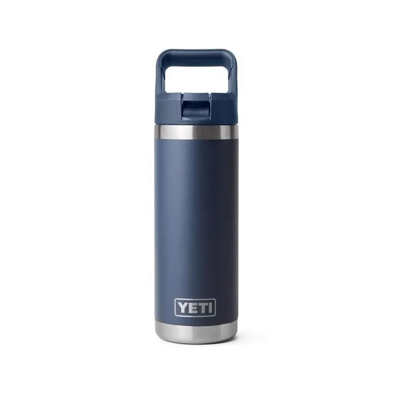 YETI Rambler 18‑oz Navy Stainless Steel Bottle With Straw Cap – BPA‑Free