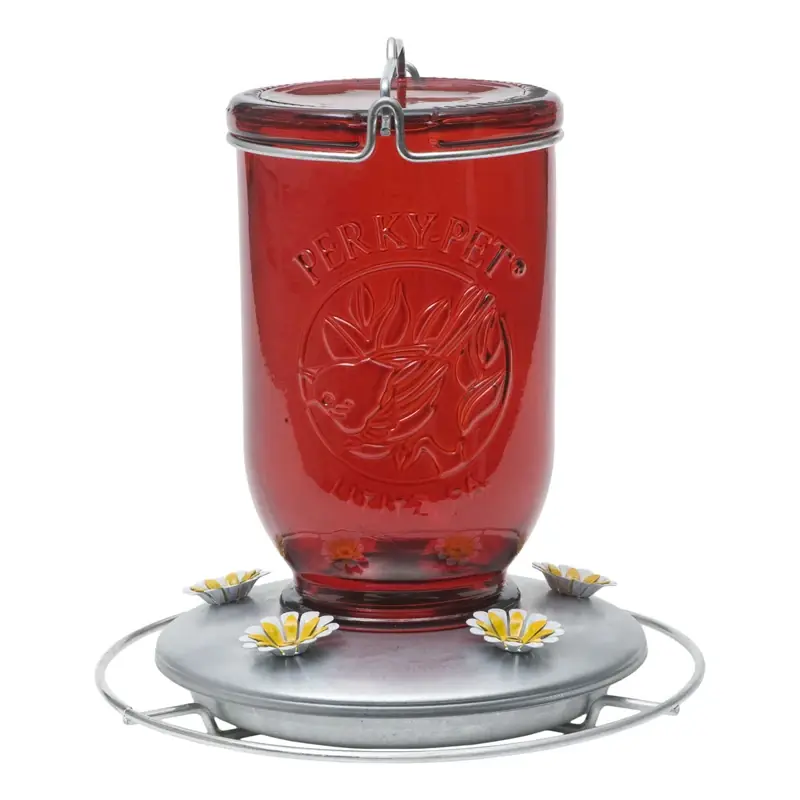32 Oz. Glass Mason Jar Hummingbird Feeder With 5 Ports