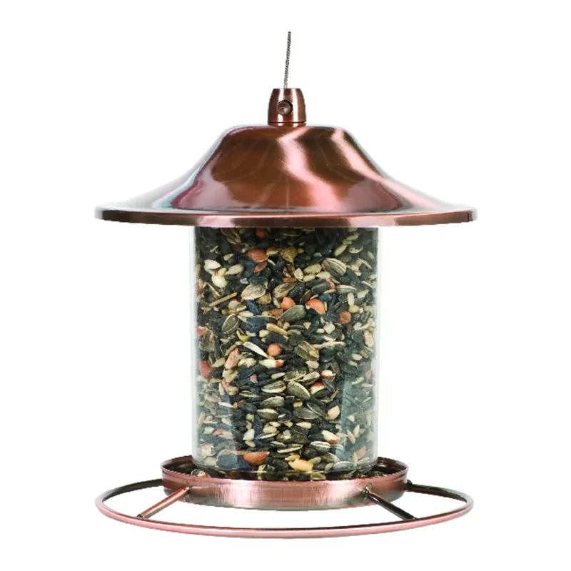 Copper Panorama Bird Feeder - 2 Lb Capacity, 360-degree Feeding