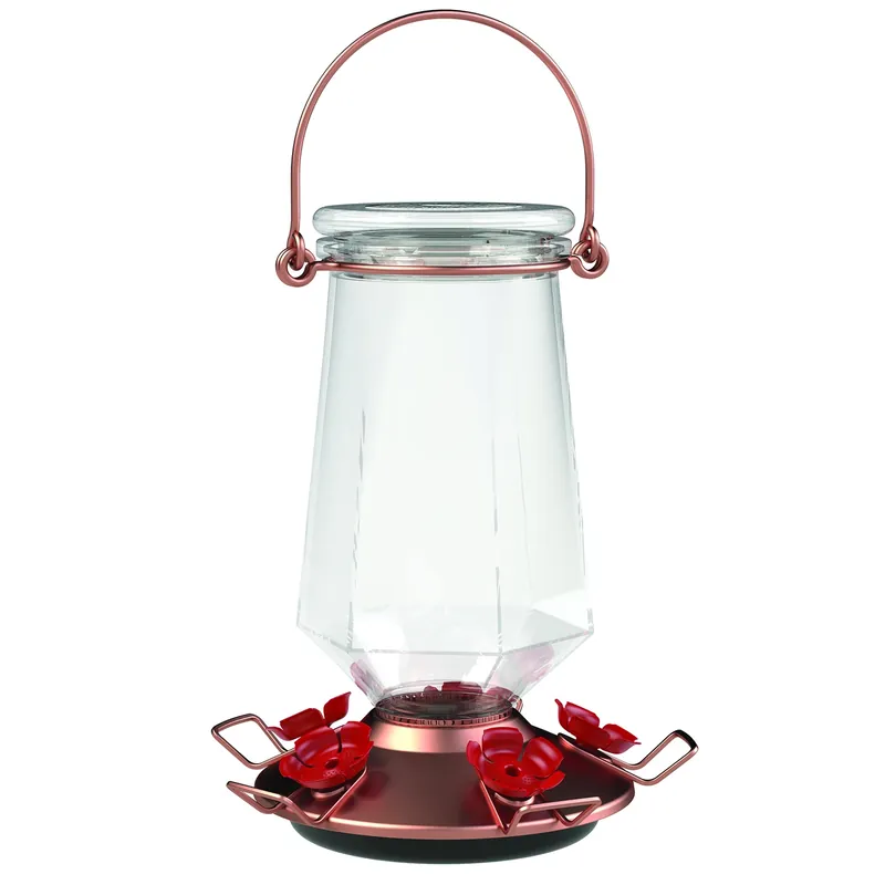 28 Oz. Crystal Top-fill Glass Hummingbird Feeder With 5 Ports