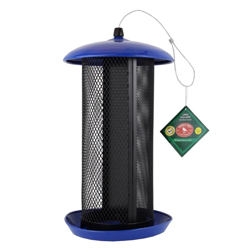 8 Lb Metal Mesh Dual Bird Feeder - Black/blue