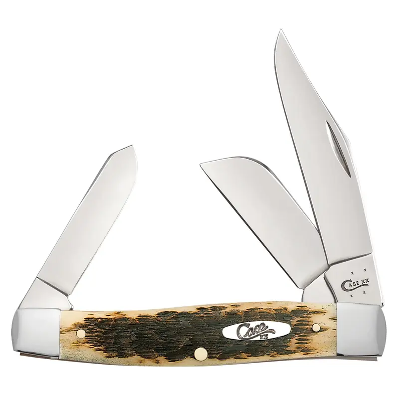 Amber Bone Peach Seed Jig Large Stockman Pocket Knife