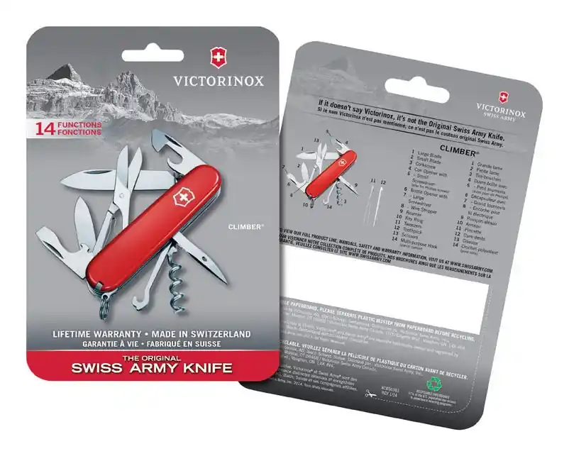 Victorinox Climber Red Pocket Knife – 420 HC Stainless Steel Blade, 3.5" Compact Multitool