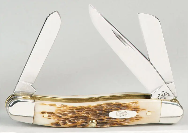 Case Stockman Med Amber Bone Handle Stainless Steel Pocket Knife – 4‑5 in. Compact Folding Blade