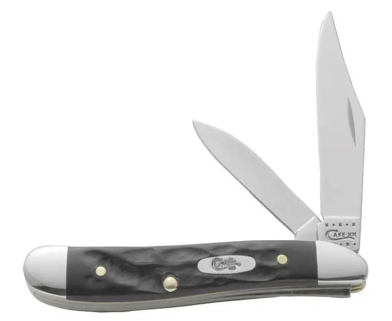 Case Peanut Pocket Knife With Rough Black Synthetic Handle And Tru-sharp Steel Blades
