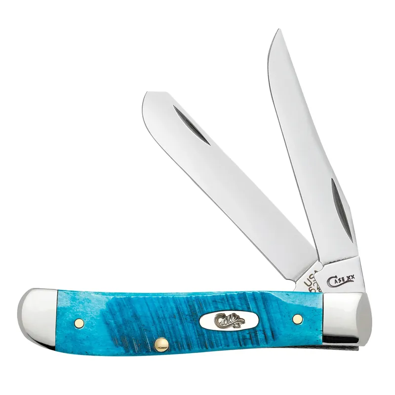 Caribbean Blue Stainless Steel Mini Trapper Knife With Clip And Spey Blades