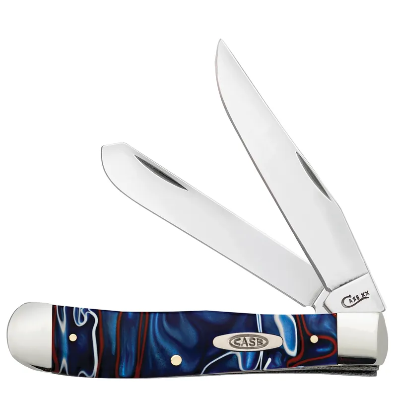 Case 11200 Patriotic Kirinite Trapper Pocket Knife With Stainless Steel Blades