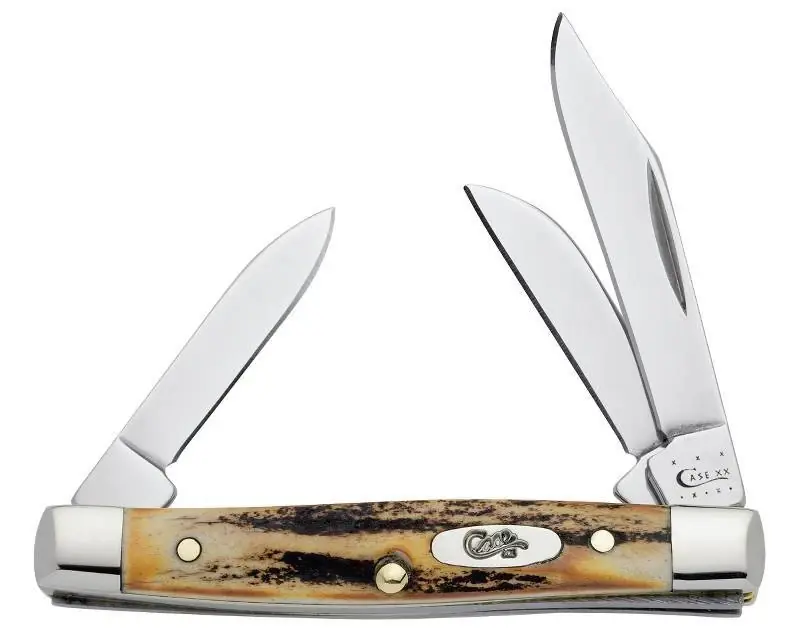 Genuine Stag Small Stockman Pocket Knife, 3 Blades, 2-5/8 In.