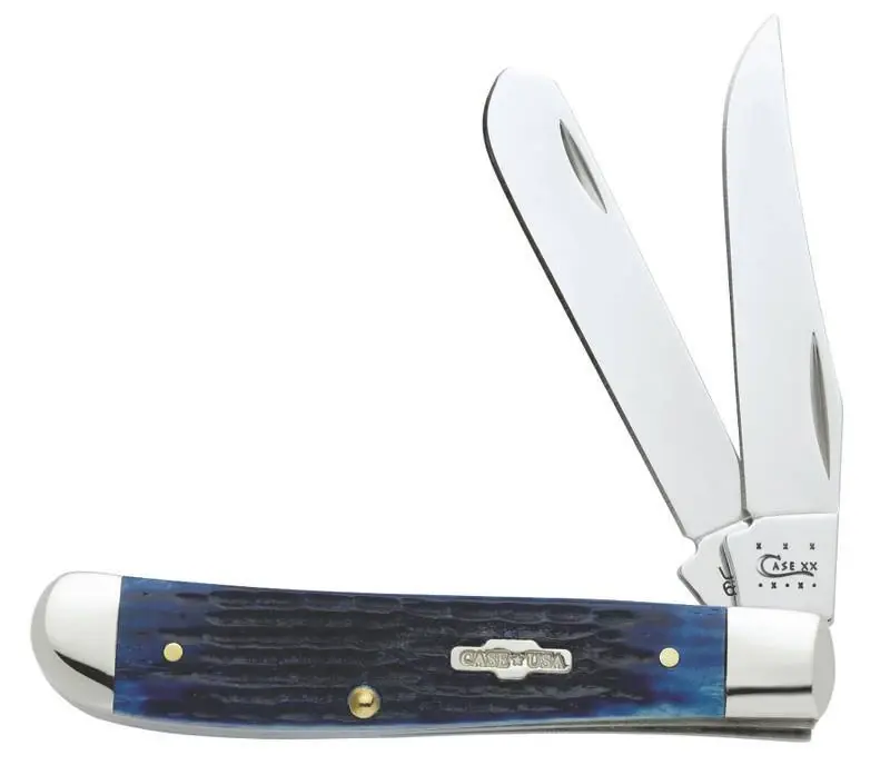 Mini Trapper Pocket Knife With Navy Blue Bone Handle And Stainless Steel Blades