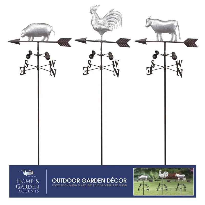 Alpine Iron Assorted 48 In. Farm Animal Weathervane Garden Stake