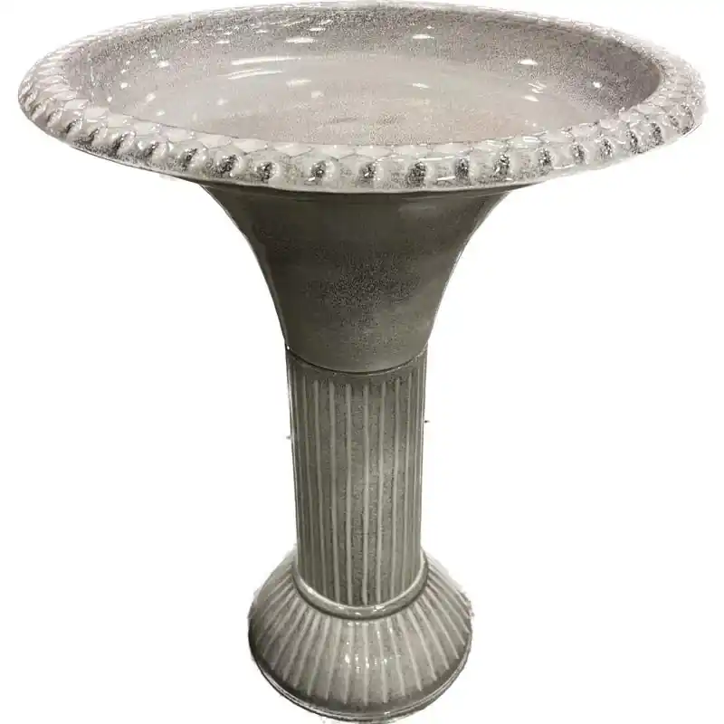 Robert Allen Ironstone Gray Metal 23.5 In. Bird Bath With 18 In. Diameter