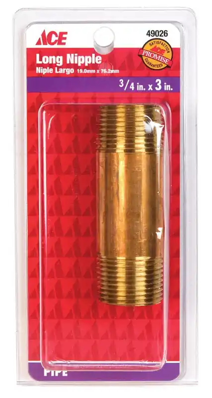 Ace 3/4 In. Mpt X 3 In. L Red Brass Pipe Nipple - Durable And Reliable