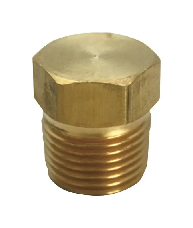 1/8 In. Male X 1/8 In. Dia. Compression Yellow Brass Hex Head Plug - 15 Pack