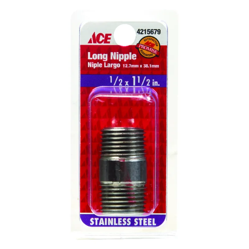 1/2 In. Mpt Stainless Steel 1-1/2 In. L Nipple For Plumbing Applications