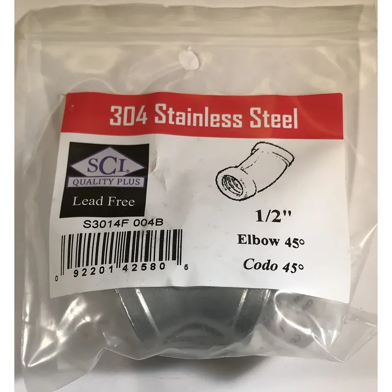1/2 In. Fpt X 1/2 In. D Fpt Stainless Steel 45 Degree Elbow
