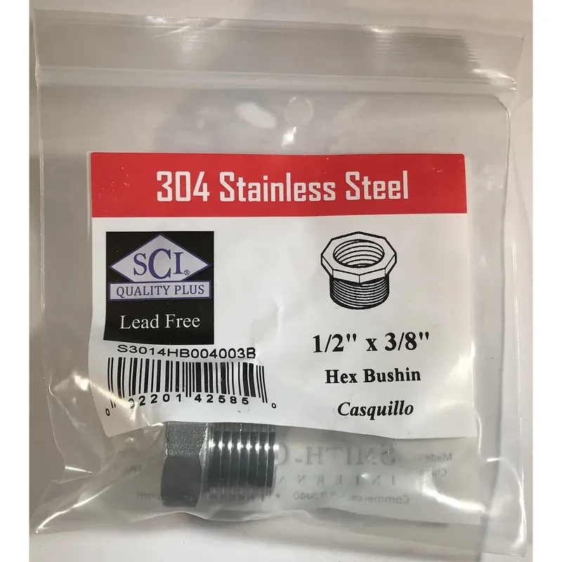 1/2 In. Mpt X 3/8 In. Fpt Stainless Steel Hex Bushing