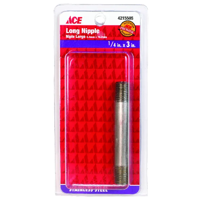 Ace 1/4 In. Mpt Stainless Steel 3 In. L Nipple - Durable And Corrosion Resistant