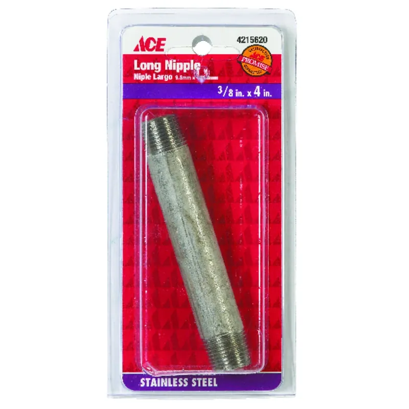 3/8 In. Mpt Stainless Steel 4 In. L Pipe Nipple - Lead Free, Corrosion Resistant