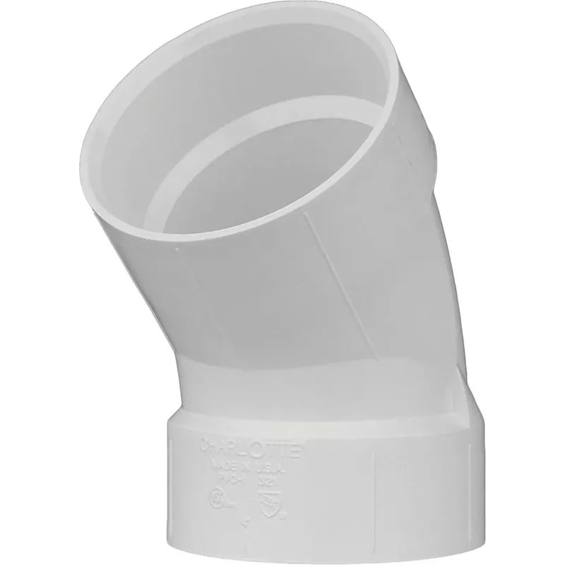Charlotte Pipe Schedule 40 6 In. Hub X 6 In. D Hub PVC 45 Degree Elbow 1 Pk