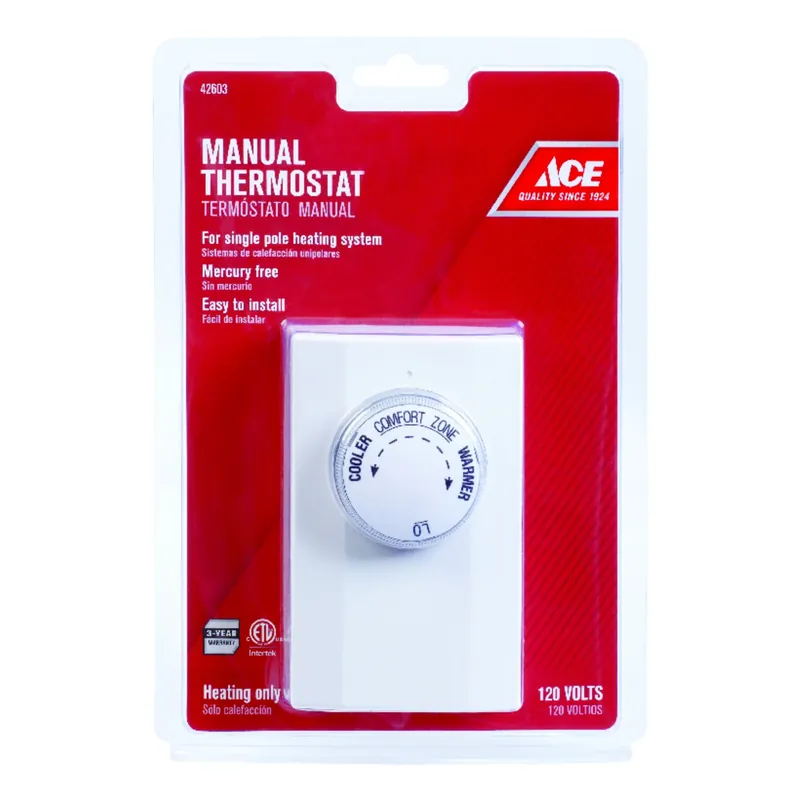 Heating Dial Mechanical Thermostat, Model Alv11-005, 120/240 Vac, Single Pole