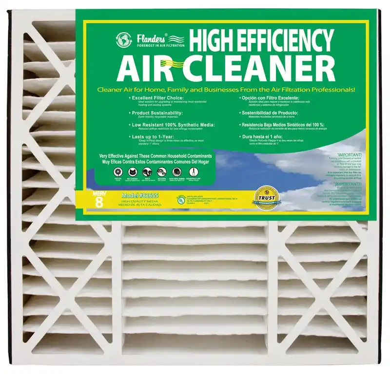 AAF Flanders 16 In. W X 20 In. H X 5 In. D Polyethylene/Polypropylene 8 MERV Pleated Air Filter