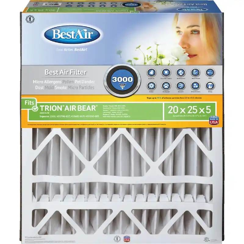 BestAir 20 In. W X 25 In. H X 5 In. 13 MERV Pleated Air Filter 1 Pk