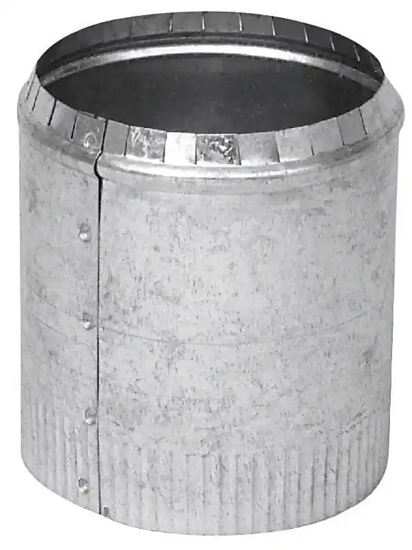 HVAC Duct Pipe Top Collar, Crimped, Galvanized, 28 Gauge, 7 In.