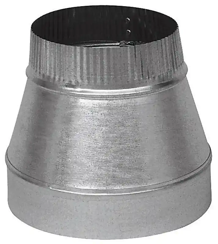 HVAC Duct Pipe Taper Reducer, Small End Crimped, 24 Gauge Galvanized, 8 X 10 In.