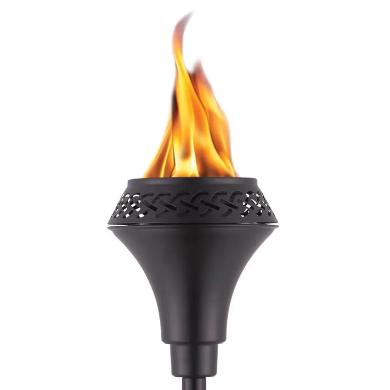 Island King Black Metal 65 In. Large Flame Outdoor Torch With Easy Install