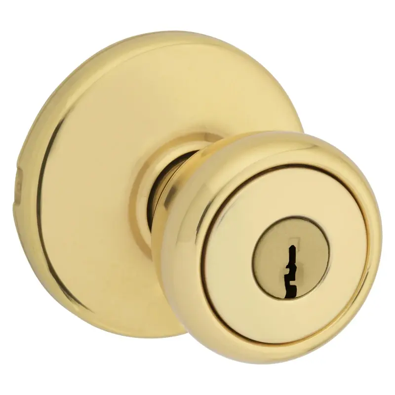 Kwikset Tylo Polished Brass Entry Lockset 1-3/4 In.