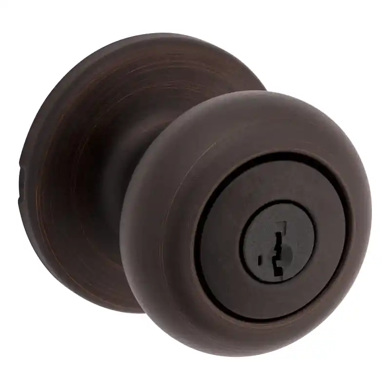 Kwikset SmartKey Security Cove Venetian Bronze Entry Door Knob KW1 2-3/4 In.