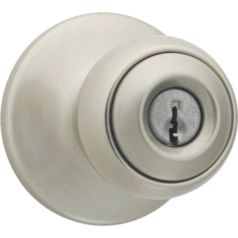 Polo Satin Nickel Entry Door Knob With 6-way Adjustable Latch And Grade 3 Security