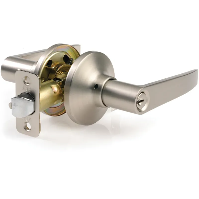 Straight Lever Satin Stainless Steel Entry Lockset 1-3/4 In. Ansi Grade 3