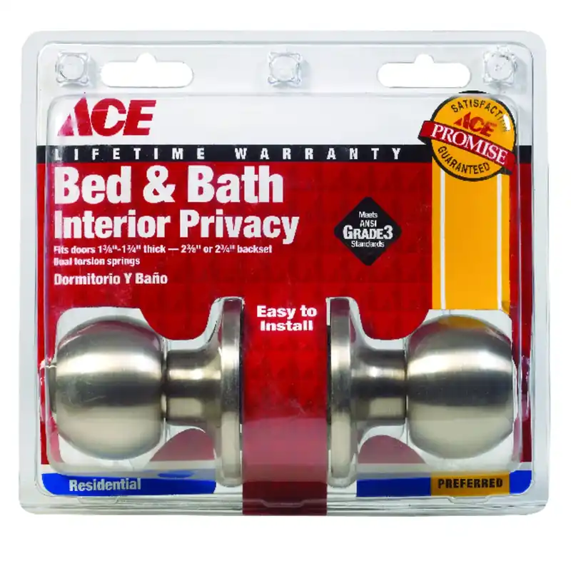 Ball Satin Nickel Privacy Lockset 1-3/4 In. Ansi Grade 3