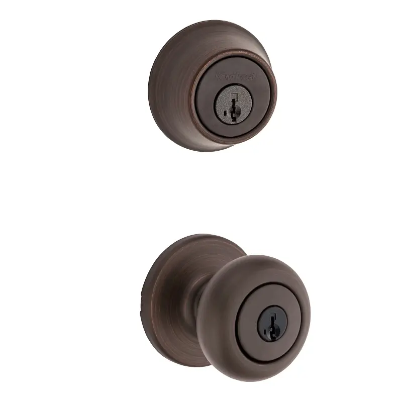 Kwikset SmartKey Security Cove Venetian Bronze Deadbolt And Entry Door Knob KW1 2-3/4 In.